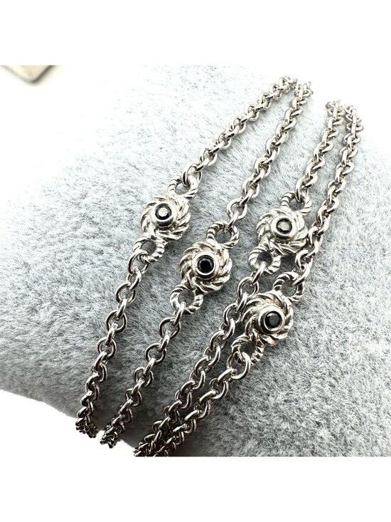 Judith Ripka Jewelry - Judith Ripka Necklace Sterling Silver Black Spinel Station Chain 34 Inch